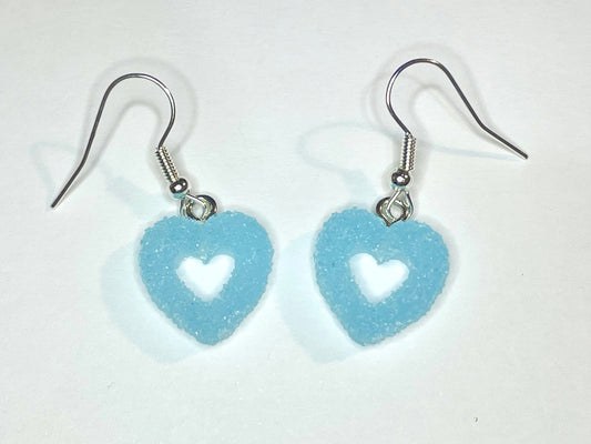 Blue Candy Heart Earrings